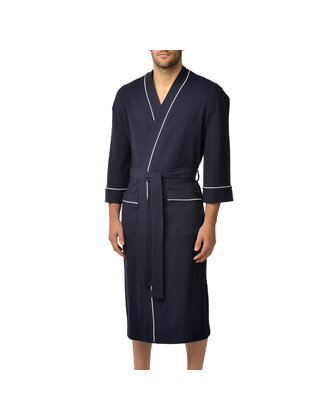 Majestic Waffle Kimono Bath Robe Navy