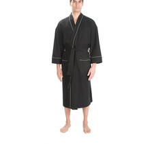 Majestic Waffle Kimono Bath Robe Black