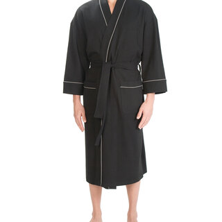 Majestic Waffle Kimono Bath Robe Black