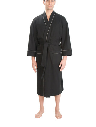 Majestic Waffle Kimono Bath Robe Black