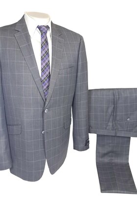 Renoir Check Suit - Purple/Grey