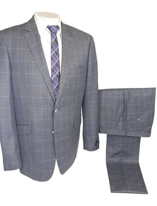 Renoir Check Suit - Purple/Grey