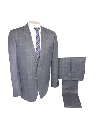 Renoir Check Suit - Purple/Grey