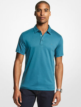 MICHAEL KORS SLEEK POLO-BRTCYAN BLUE