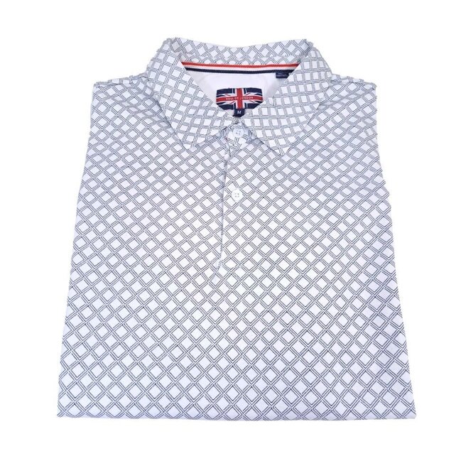 Soul of London Patterned Polo - White/Navy Soul of London Patterned Polo - White/Navy
