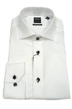 ELITE Serica Dress Shirt - White W/Black Buttons - E-335