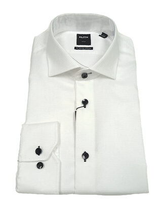 ELITE Serica Dress Shirt - White W/Black Buttons - E-335