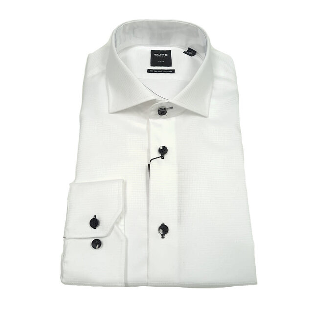 ELITE Serica Dress Shirt - White W/Black Buttons - E-335 ELITE Serica Dress Shirt - White W/Black Buttons - E-335
