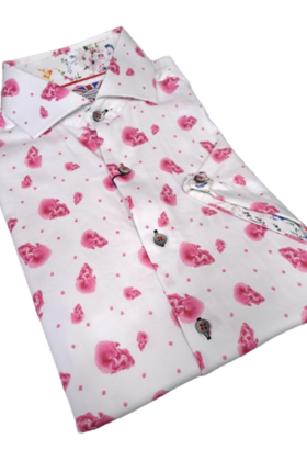 7 Downie St. Short Sleeve Skull Dress Shirt