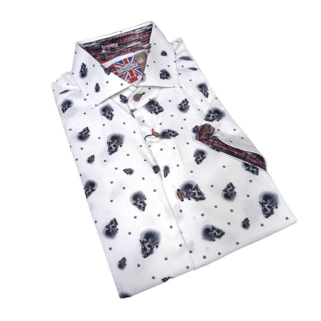 7 Downie St. Short Sleeve Skull Dress Shirt