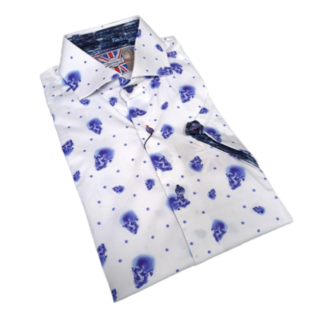 7 Downie St. Short Sleeve Skull Dress Shirt