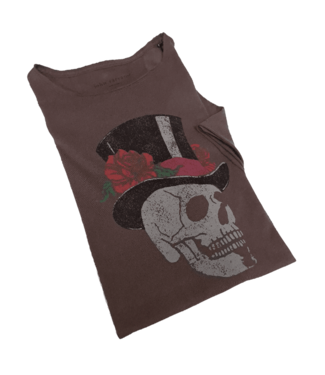 John Varvatos Graphic Voo-Doo Skull Crewneck T-Shirt - Mocha