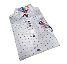 Au Noir Short Sleeve Feathered Pattern Dress Shirt - White