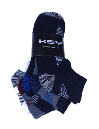 5 Pack Key Striped Ankle Socks