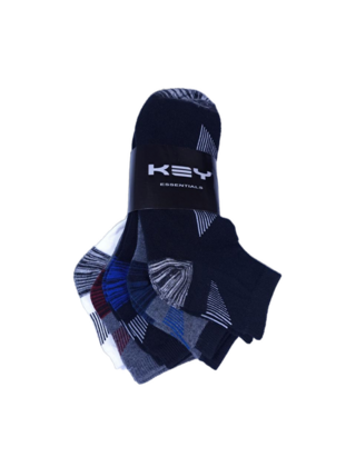 5 Pack Key Striped Ankle Socks