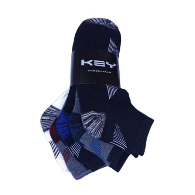 5 Pack Key Striped Ankle Socks