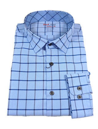 Leo Chevalier Red Label Check Dress Shirt - Light Blue