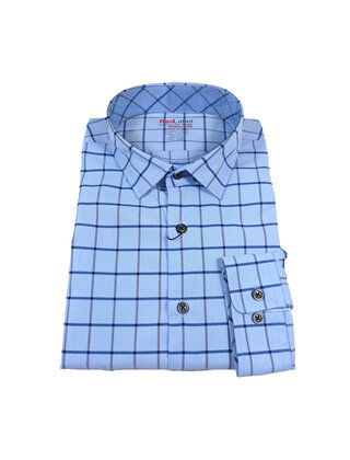 Leo Chevalier Red Label Check Dress Shirt - Light Blue