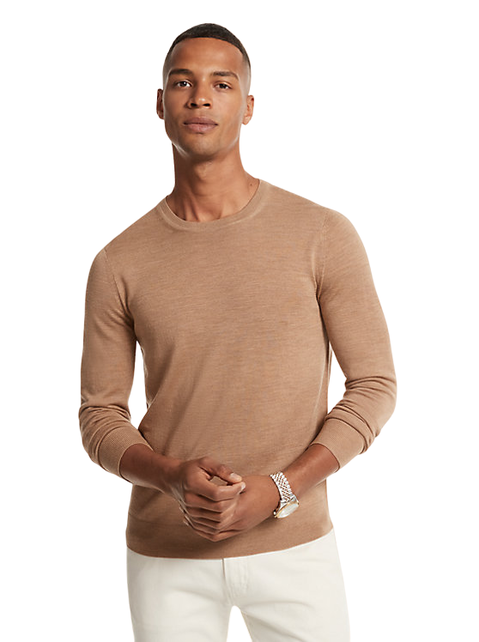 Michael Kors Core Merino Crewneck Sweater - Dark Camel Melange
