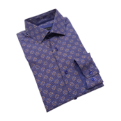 BLUE MICHEL & MARTIN PATTERN DRESS SHIRT