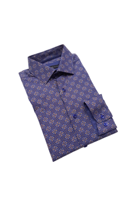 BLUE MICHEL & MARTIN PATTERN DRESS SHIRT