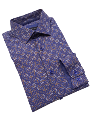 BLUE MICHEL & MARTIN PATTERN DRESS SHIRT
