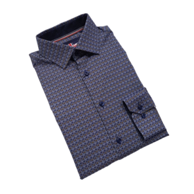 BLUE SOUL OF LONDON DOTS PATTERN STRETCH DRESS SHIRT