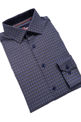 BLUE SOUL OF LONDON DOTS PATTERN STRETCH DRESS SHIRT