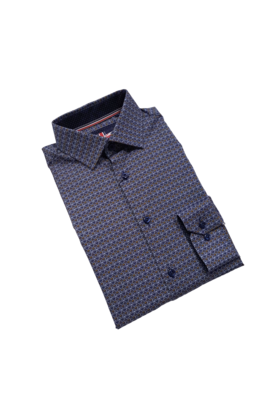 BLUE SOUL OF LONDON DOTS PATTERN STRETCH DRESS SHIRT