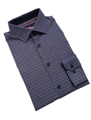 BLUE SOUL OF LONDON DOTS PATTERN STRETCH DRESS SHIRT