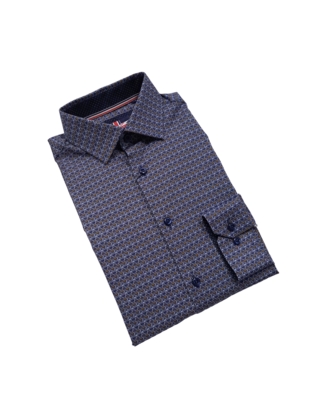 BLUE SOUL OF LONDON DOTS PATTERN STRETCH DRESS SHIRT