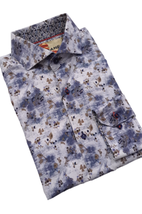 WHITE/BLUE SLOANE MULTI PATTERN DRESS SHIRT
