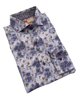 WHITE/BLUE SLOANE MULTI PATTERN DRESS SHIRT