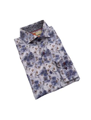 WHITE/BLUE SLOANE MULTI PATTERN DRESS SHIRT