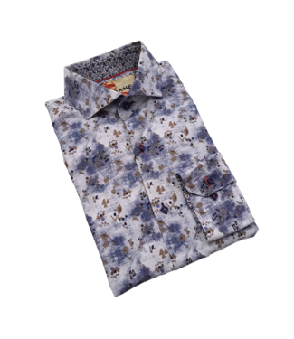 WHITE/BLUE SLOANE MULTI PATTERN DRESS SHIRT