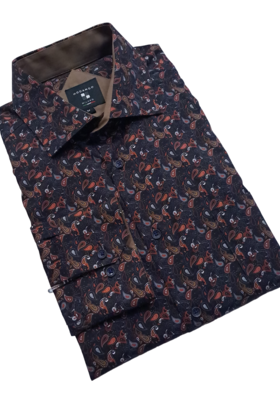 Modango Paisley Pattern Dress Shirt - Rust