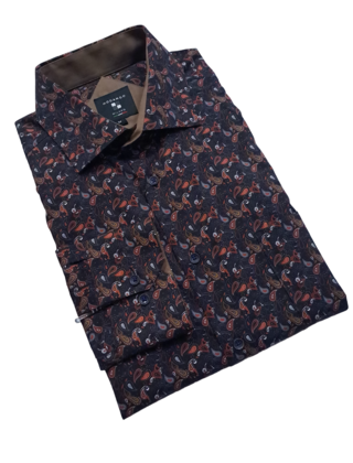 Modango Paisley Pattern Dress Shirt - Rust