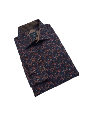 Modango Paisley Pattern Dress Shirt - Rust