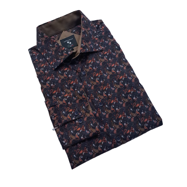 Modango Paisley Pattern Dress Shirt - Rust