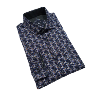 NAVY MODANGO PATTERN DRESS SHIRT