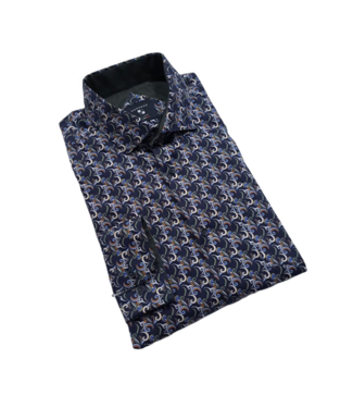NAVY MODANGO PATTERN DRESS SHIRT