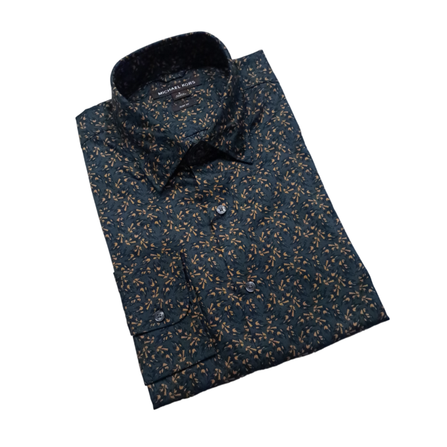 Michael Kors Stretch Dress Shirt - Leaf Camo - Loden