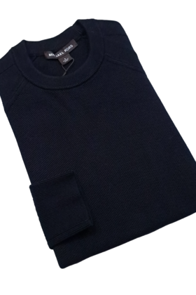 Michael Kors Mix Stitch Cotton Crewneck Sweater - Black