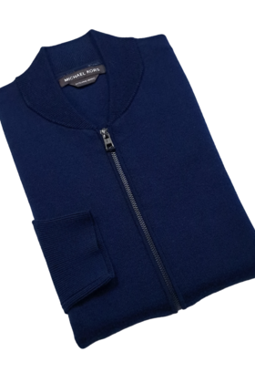 Michael Kors Baseball Collar Full Zip Sweater - Midnight