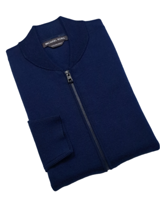 Michael Kors Baseball Collar Full Zip Sweater - Midnight