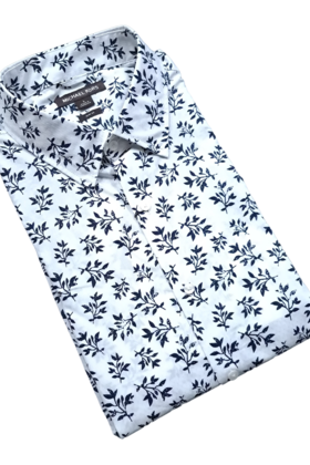 MICHAEL KORS WHITE/BLUE PATTERN DRESS SHIRT