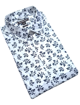 MICHAEL KORS WHITE/BLUE PATTERN DRESS SHIRT
