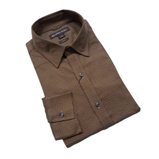 MICHAEL KORS CHOCOLATE HOUNDSTOOTH DRESS SHIRT