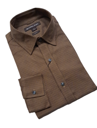 MICHAEL KORS CHOCOLATE HOUNDSTOOTH DRESS SHIRT