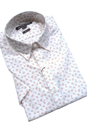 MICHAEL KORS SHORT SLEEVE DRESS SHIRT- SMALL FIELD-ROSEWATER